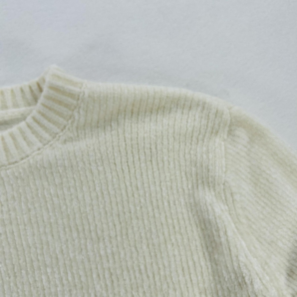 Christian Siriano Sweater Womens Small White Ribbed Knit Crewneck Pullover Soft - Picture 6 of 16